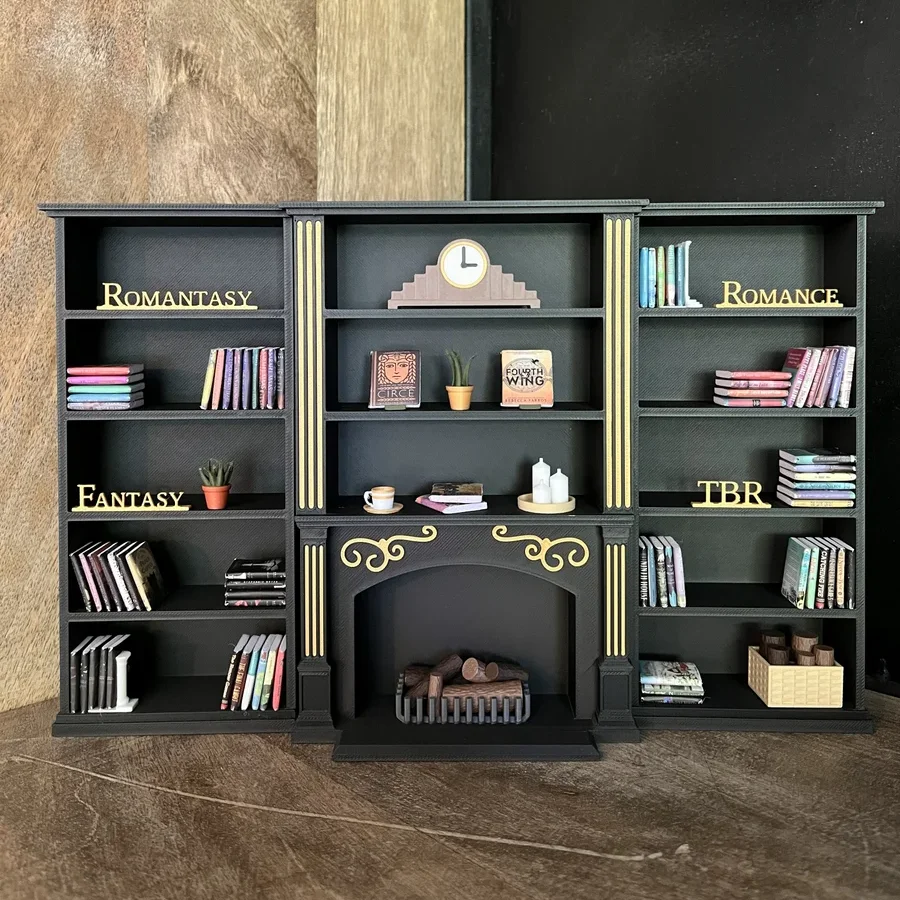 Miniature Fireplace Library Bookcase